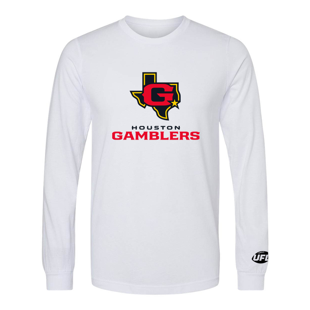 Houston Gamblers Mens Logo Long Sleeve T-Shirt