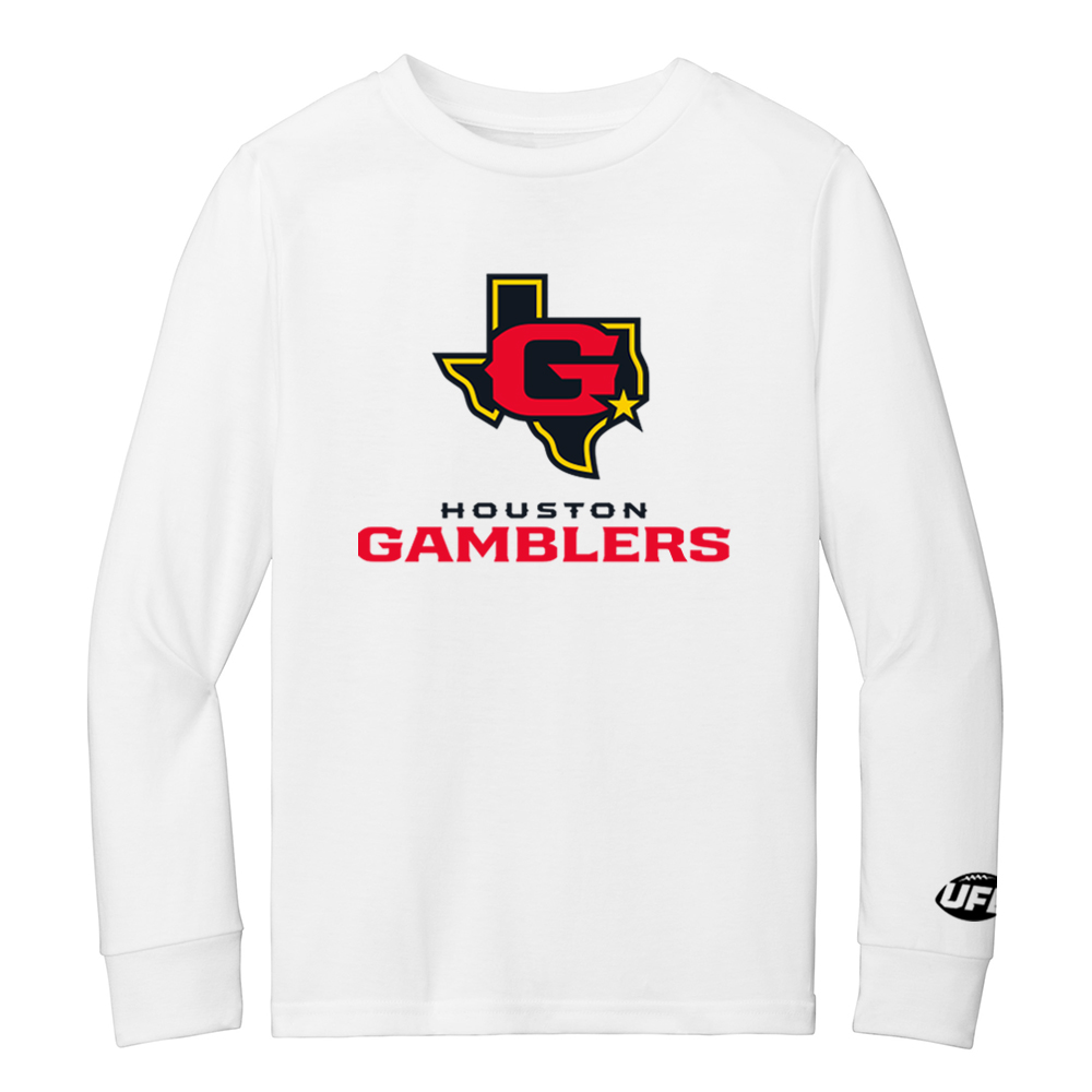 Houston Gamblers Youth Logo Long Sleeve T-Shirt